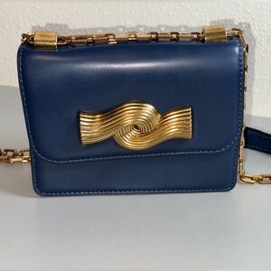 Zara Navy and Gold Crossbody Bag